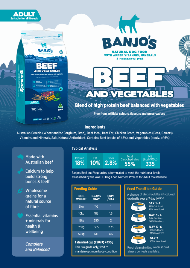 BANJOS BEEF & VEGETABLES 20KG