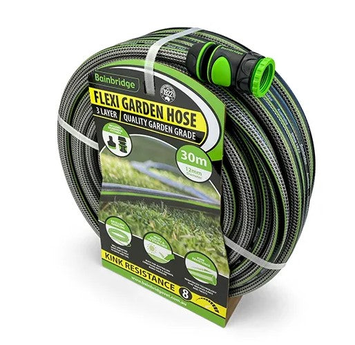 HOSE FLEXI GARDEN W/FITTINGS 3 LAYER BAINBRIDGE