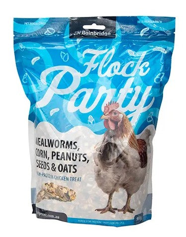 FLOCK PARTY MEALWORMS & CORN 900GM [Opt:Peanuts, Seeds & Oats]
