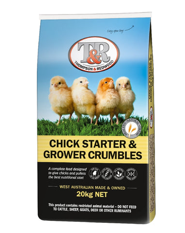 T&R CHICK STARTER & GROWER CRUMBLE 20KG